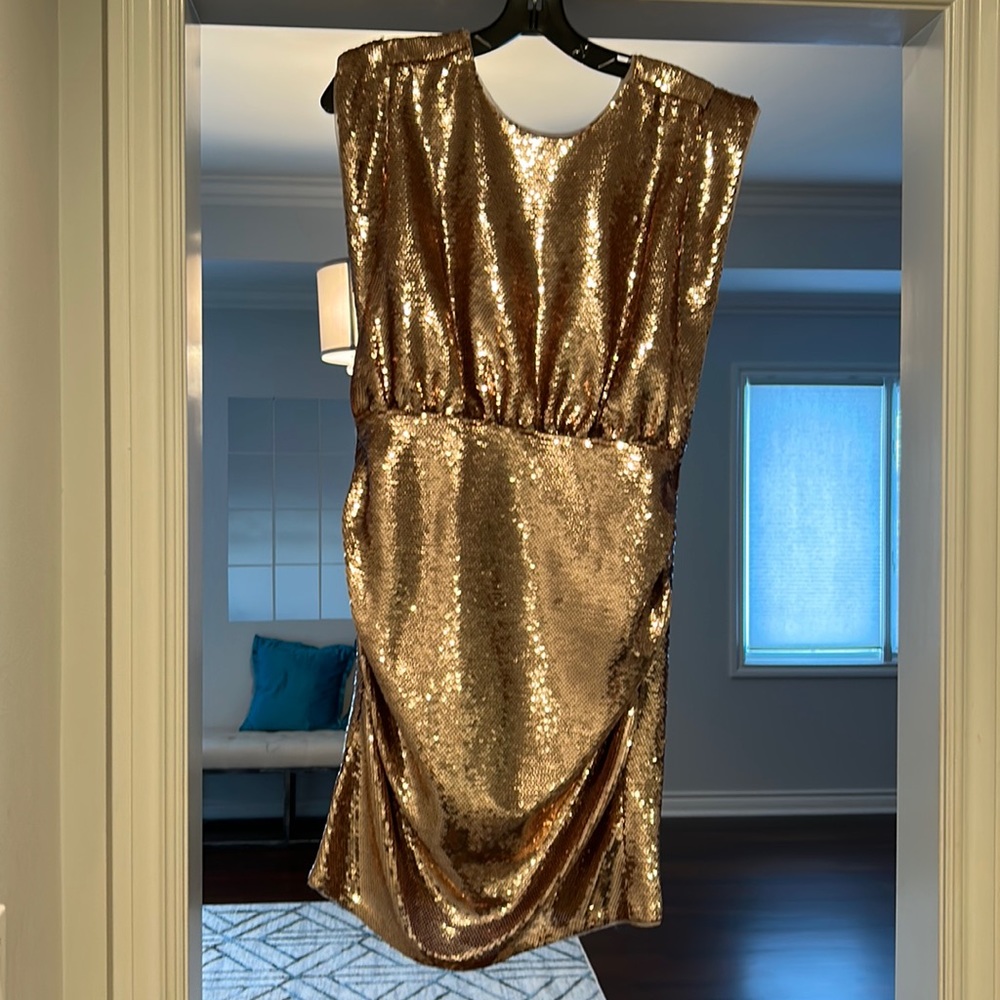 Gold sequin cocktail dress